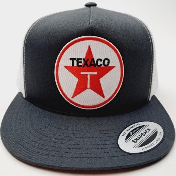 Texaco Oil Gas Retro Embroidered Patch Flat Bill Trucker Mesh Snapback Cap Hat main image 4